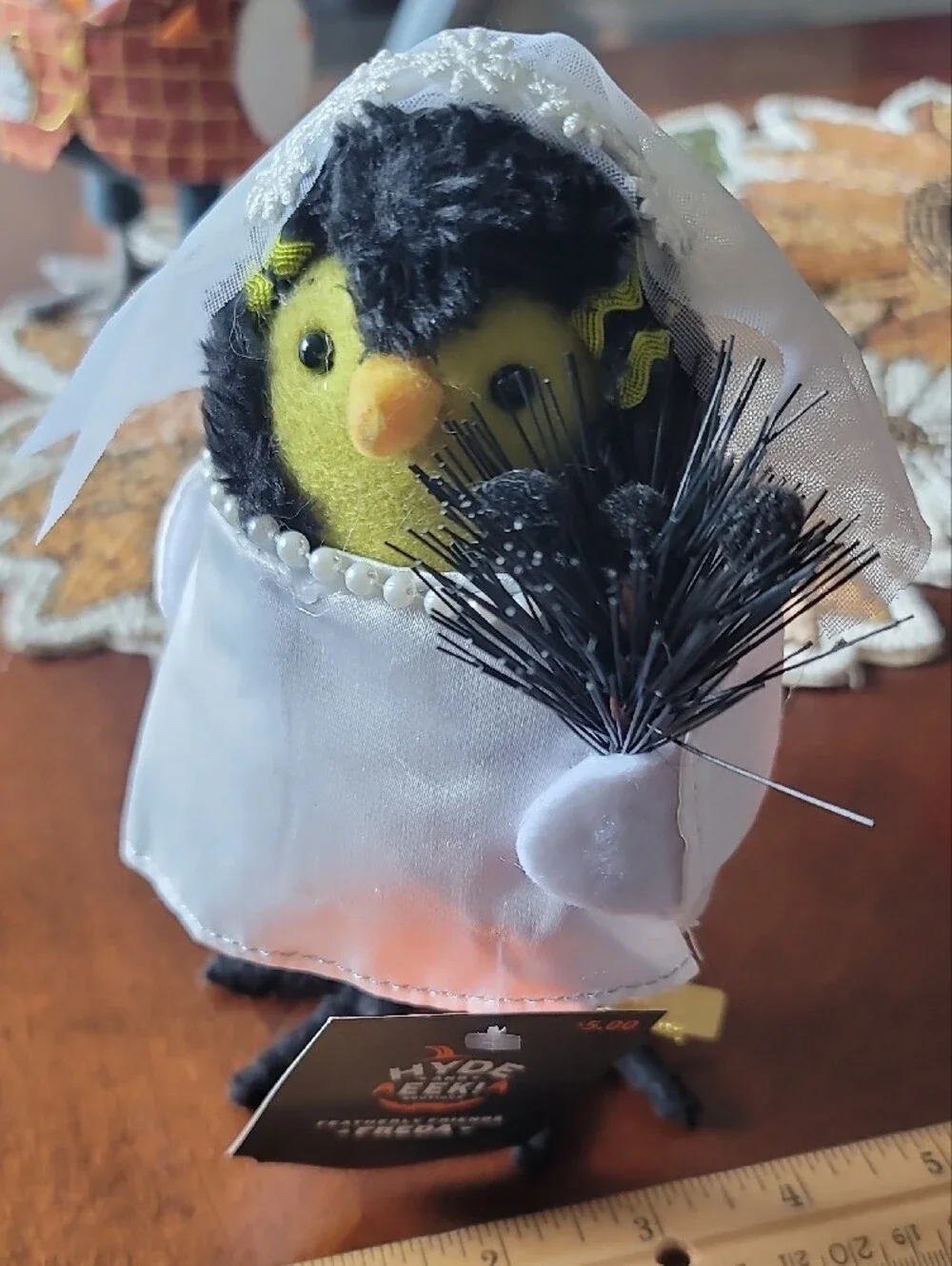 Set Of 4- Halloween Birds - Green Bat, Orange Pumpkin, Bride & Dapper Bird